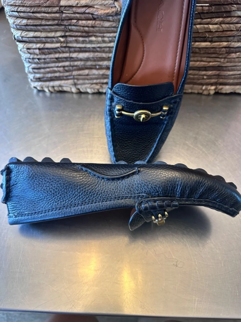 Coach Women's Crosby Moc-toe Driver Flats Color: Black Size 7.5